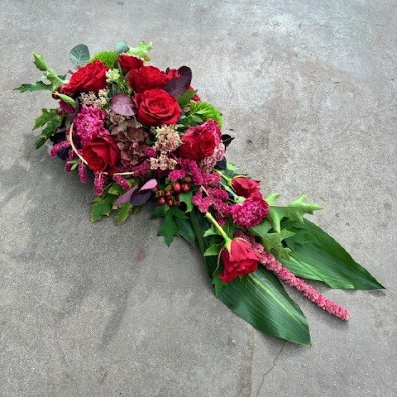 Allerheiligen 2025 rood bloemstuk Amaranthus 2
